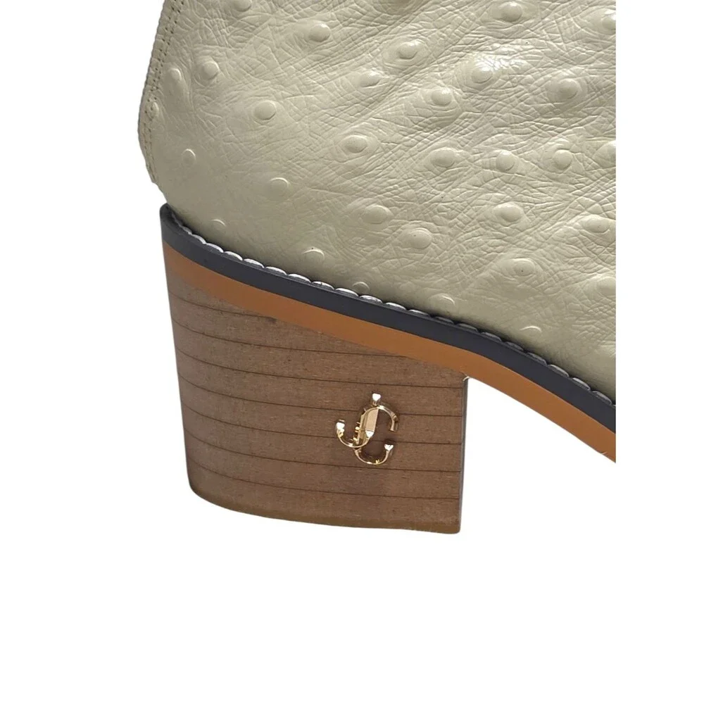 Jimmy Choo Cream Textured Over-the-Knee Leather Boots